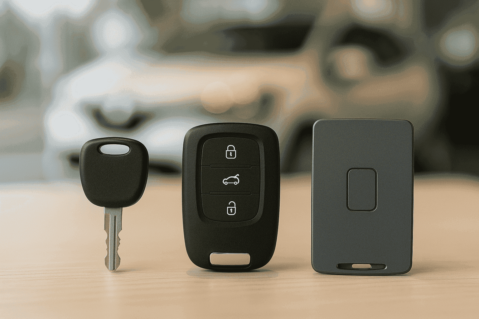 différents-types-clés rois types de clés de voiture : clé mécanique, clé plip à transpondeur et smart key- Sécurclés.